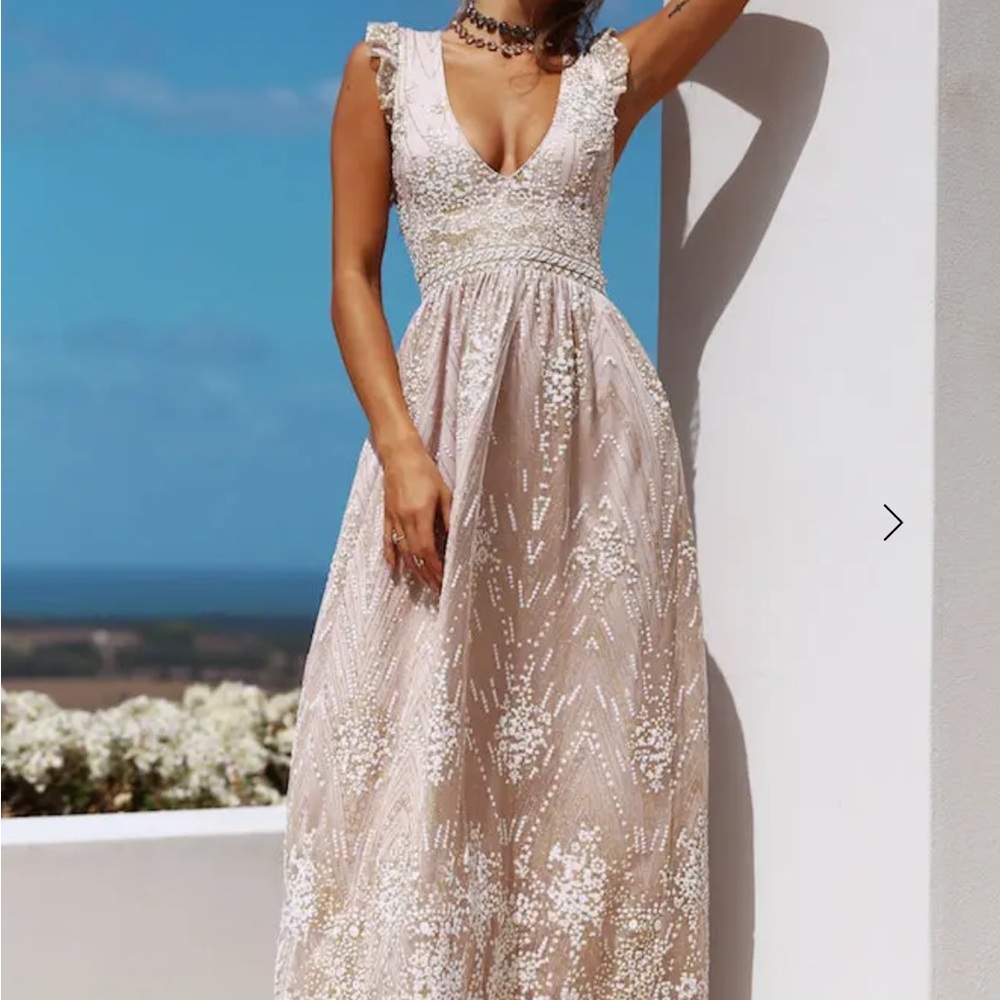 Elegant champagne sparkly Evening Gown
